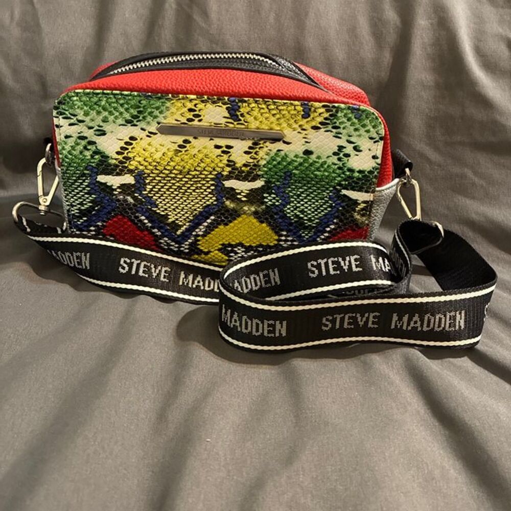 Steve Madden Faux Snakeskin Crossbody Bag Leather Colorful Handbag Purse